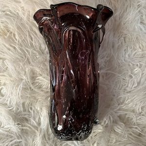 Handblown Art Glass Vase with Stretched Bubbles